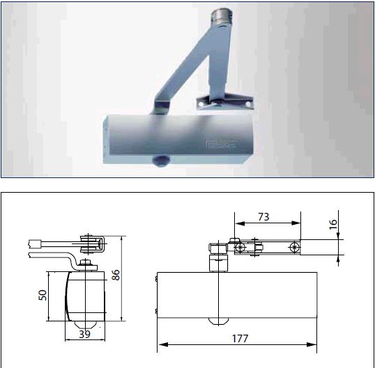 Доводчик GEZE TS 1500 с рычагом серебро